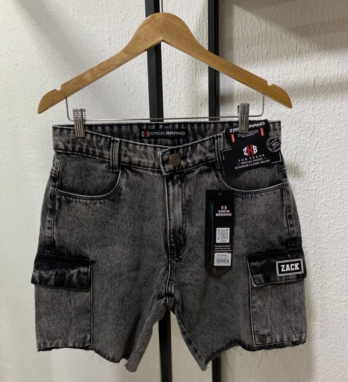 Short Jeans Masculino Cargo Black Wash – Zack Brand
